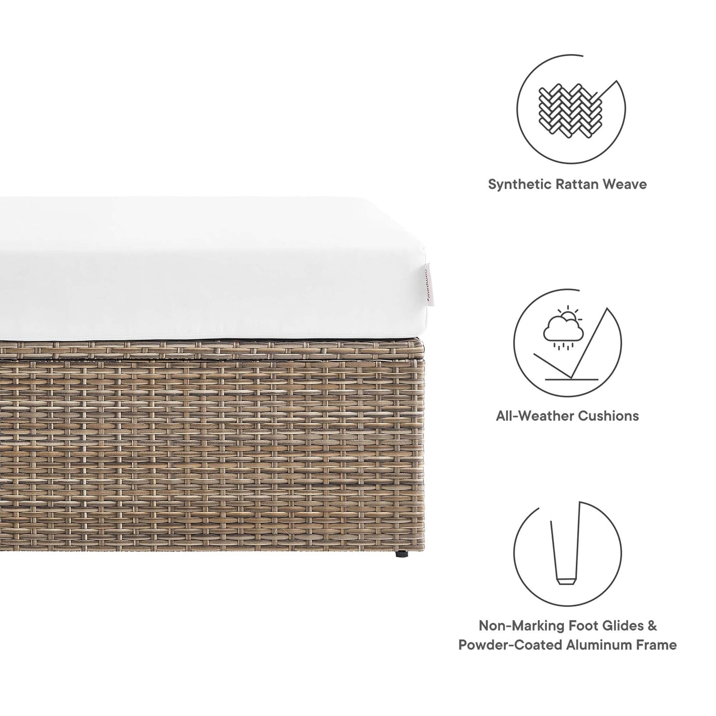 Convene Outdoor Patio Rectangle Ottoman by Modway