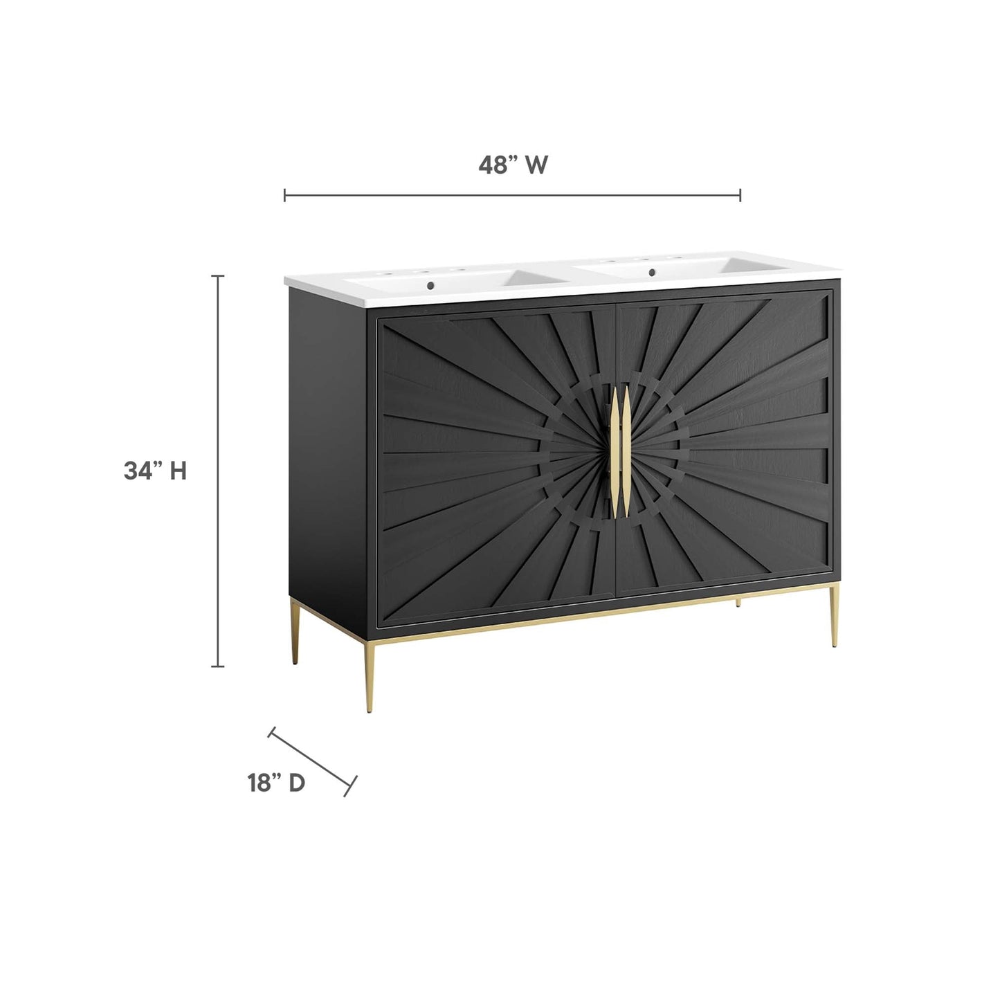 Awaken 48" Double Sink Bathroom Vanity by Modway