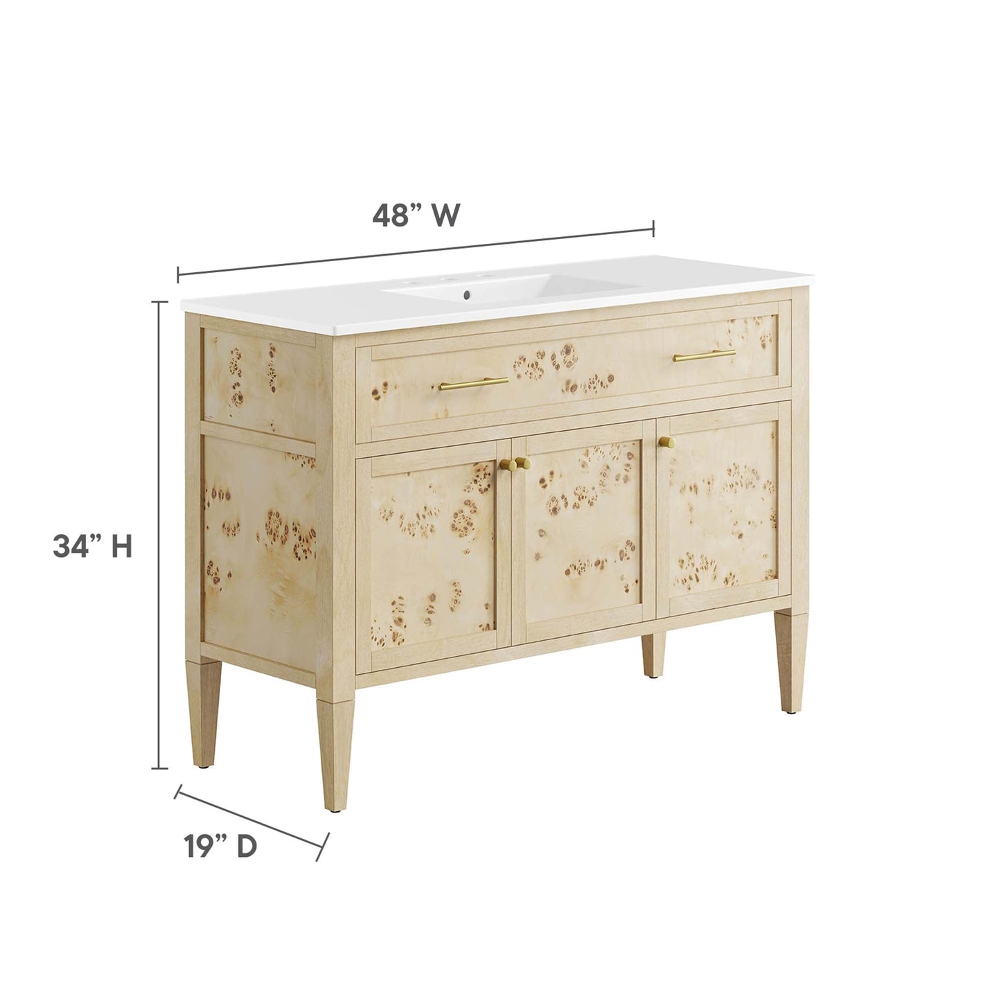 Elysian 48" Wood Single Sink Bathroom Vanity by Modway