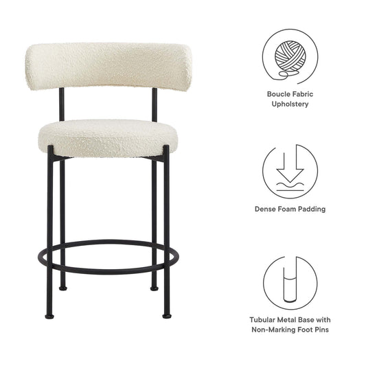 Albie Boucle Fabric Counter Stools Set of 2 by Modway
