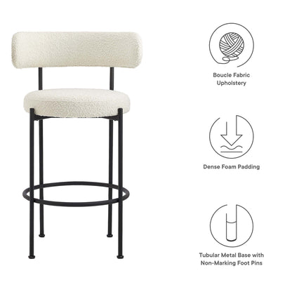 Albie Boucle Fabric Bar Stools Set of 2 by Modway