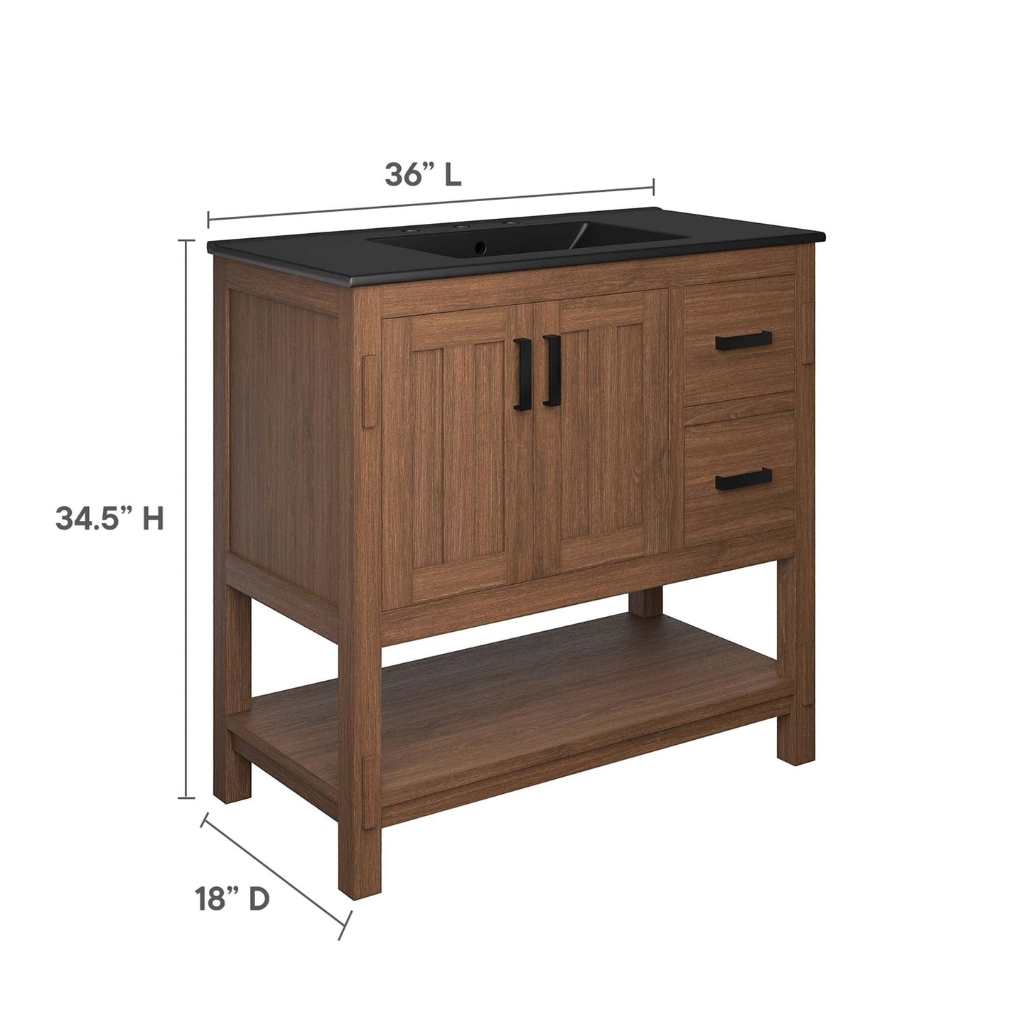 Ashlyn 36" Wood Bathroom Vanity by Modway