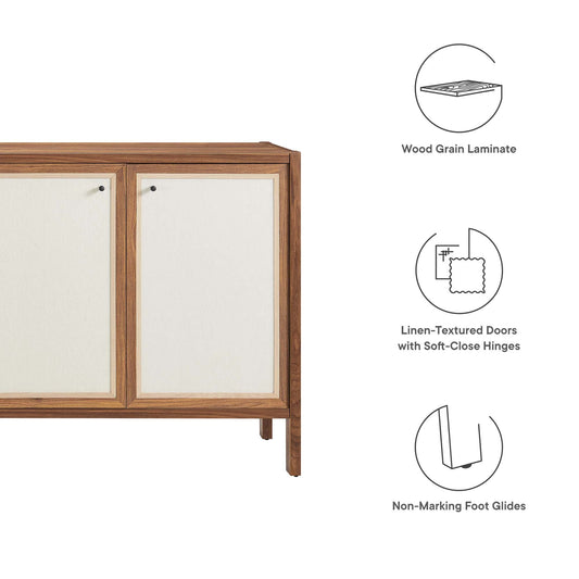 Capri 65" Wood Grain Sideboard Storage Cabinet by Modway