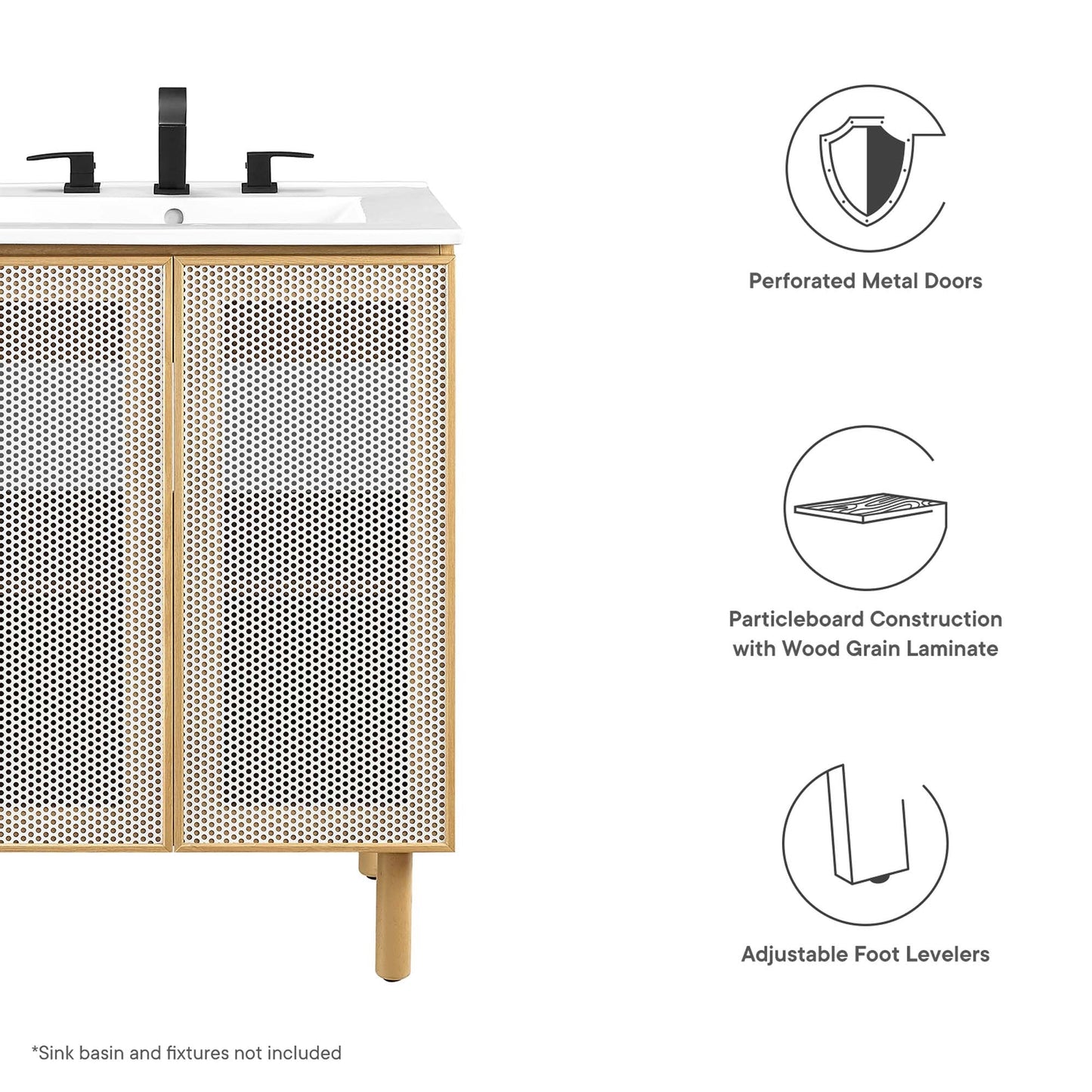 Calla 24" Perforated Metal Bathroom Vanity Cabinet