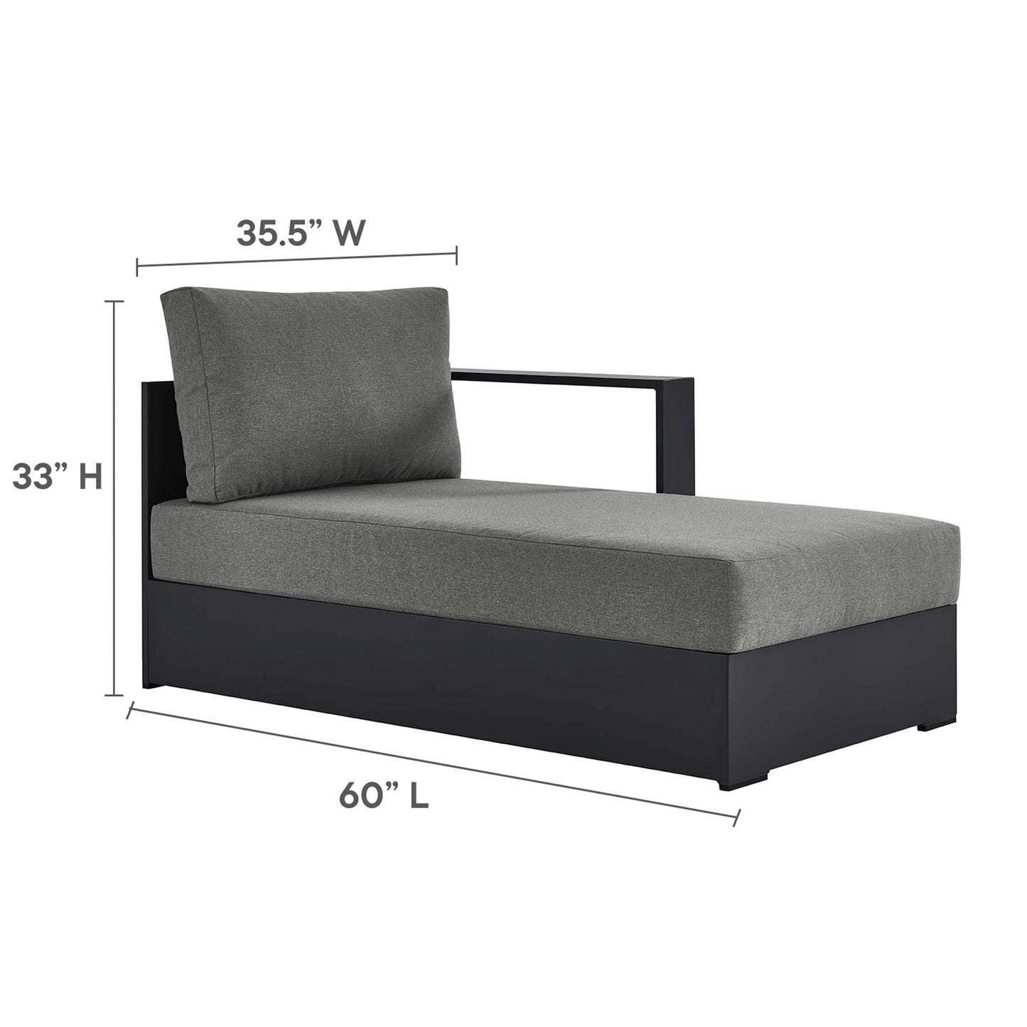 Tahoe Outdoor Patio Powder-Coated Aluminum Right-Facing Chaise Lounge