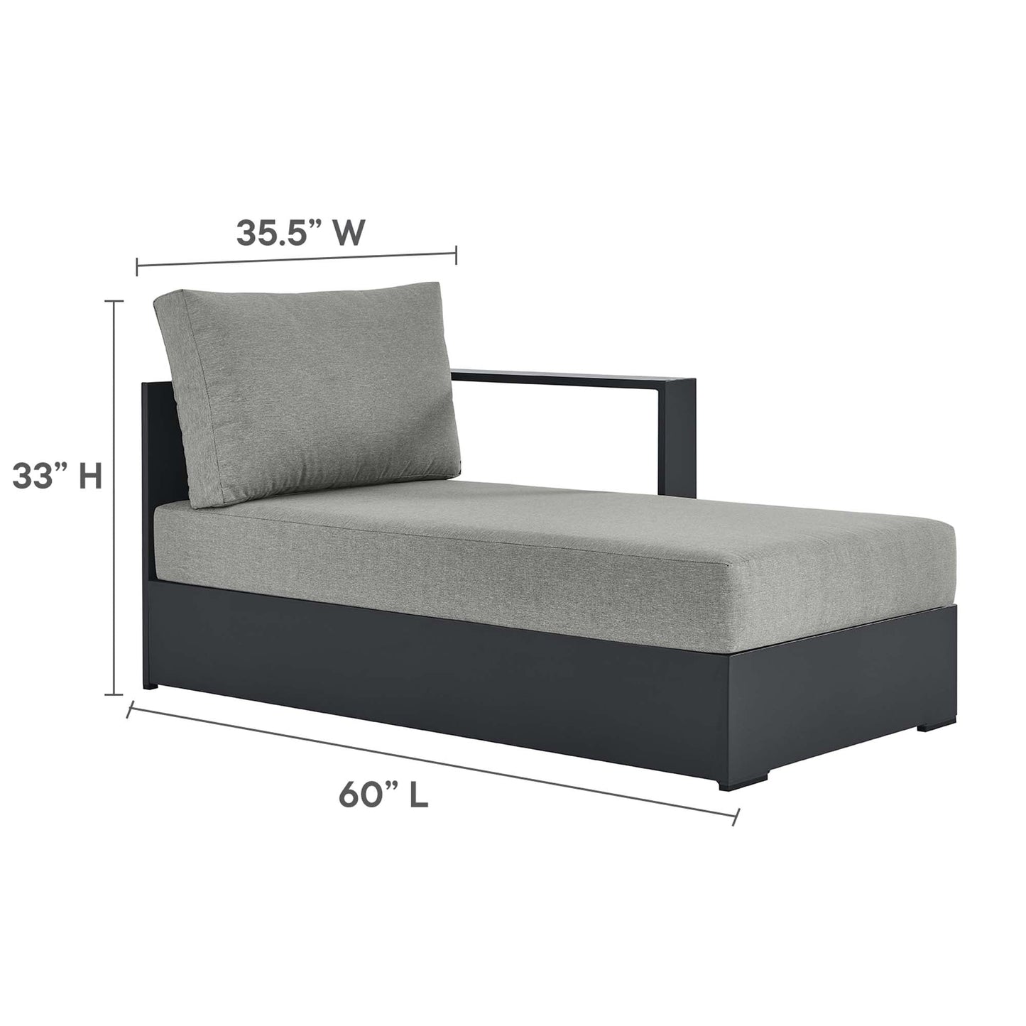 Tahoe Outdoor Patio Powder-Coated Aluminum Right-Facing Chaise Lounge