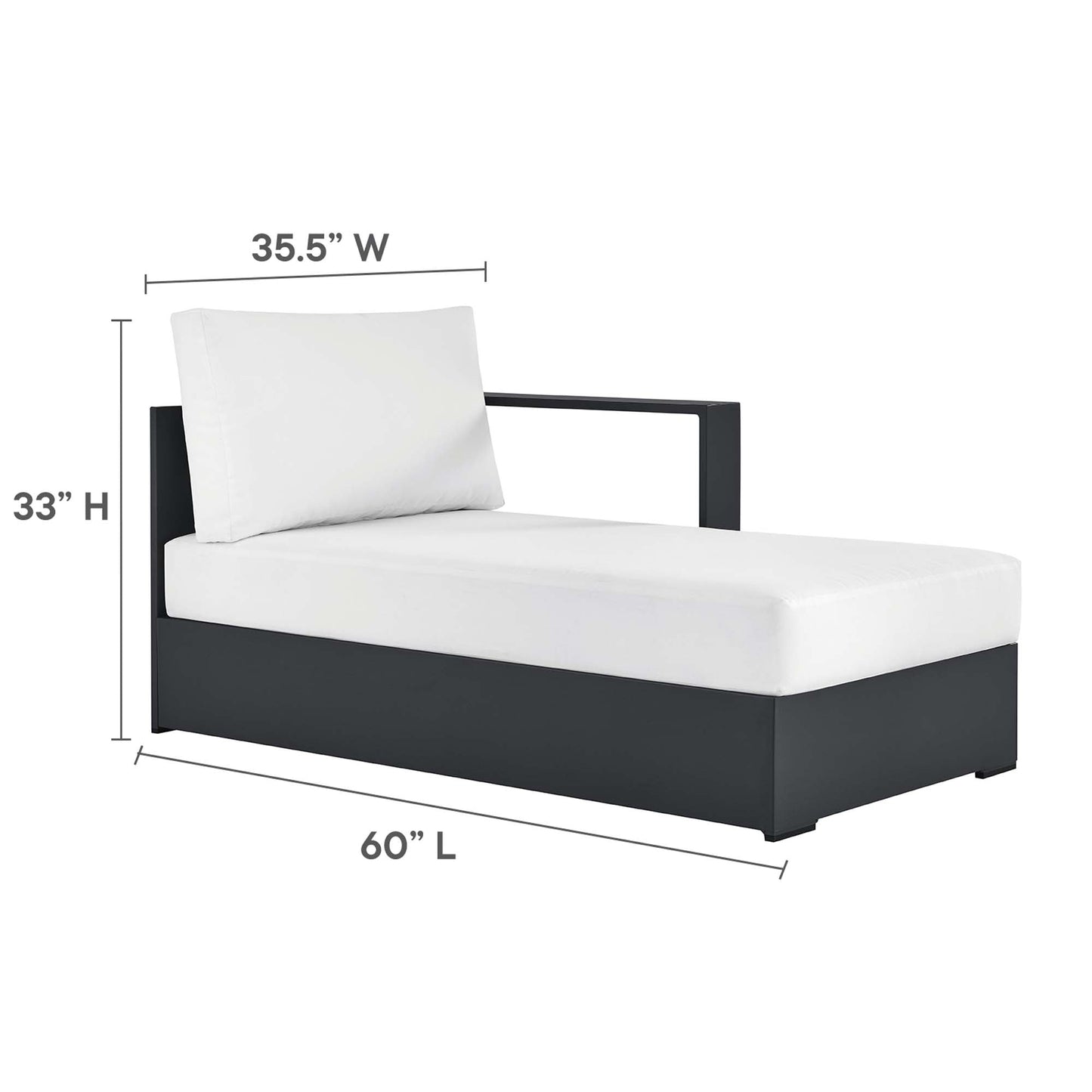 Tahoe Outdoor Patio Powder-Coated Aluminum Right-Facing Chaise Lounge
