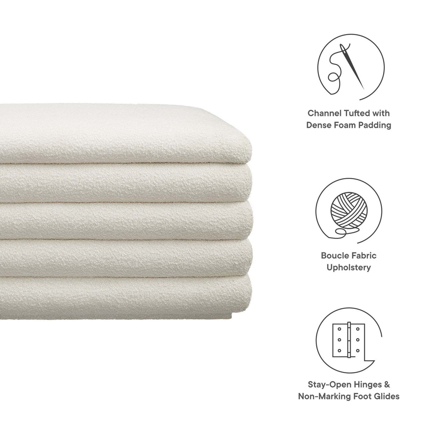 Mezzo Boucle Upholstered Storage Bench by Modway