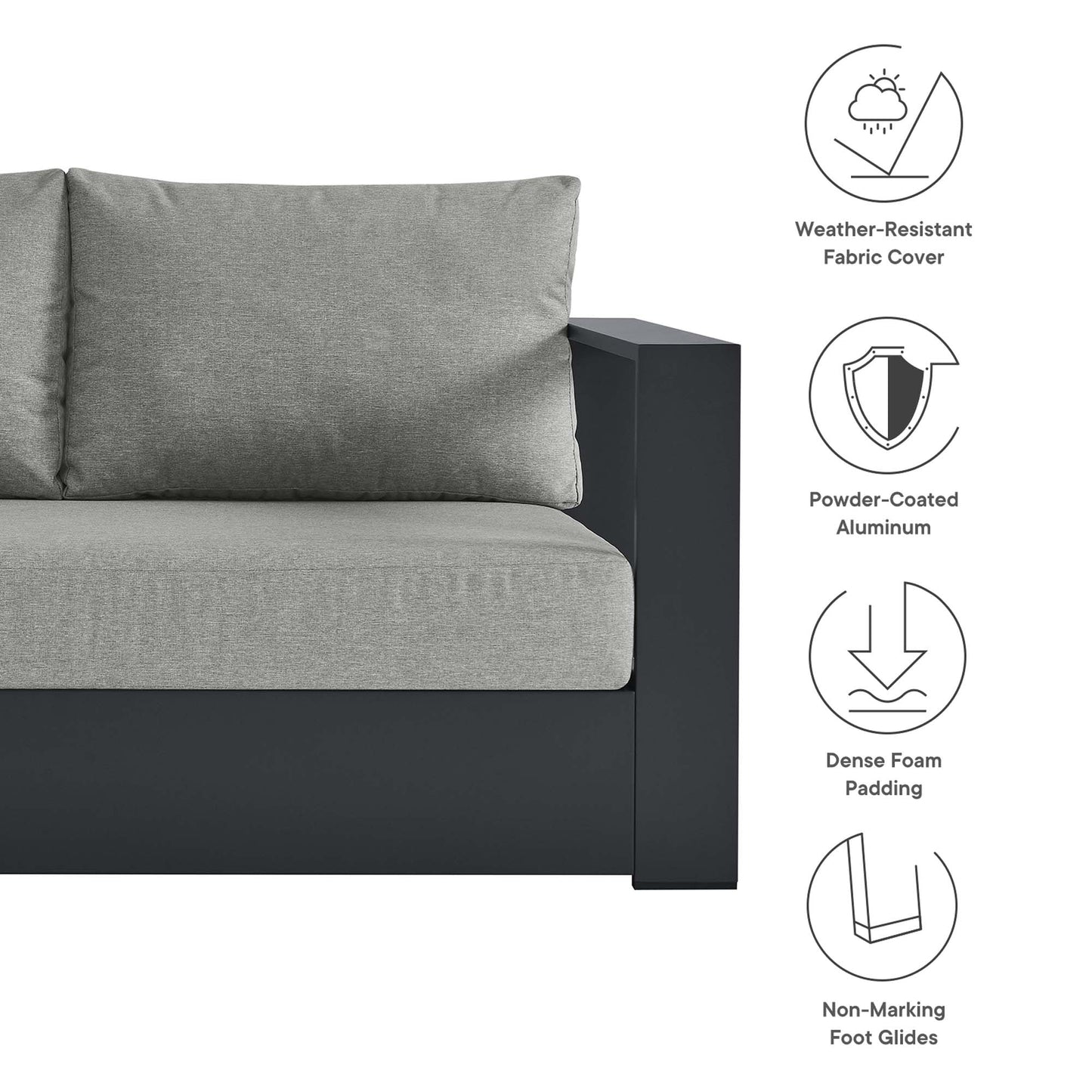 Tahoe 2-Piece Outdoor Patio Powder-Coated Aluminum Sectional Sofa Set