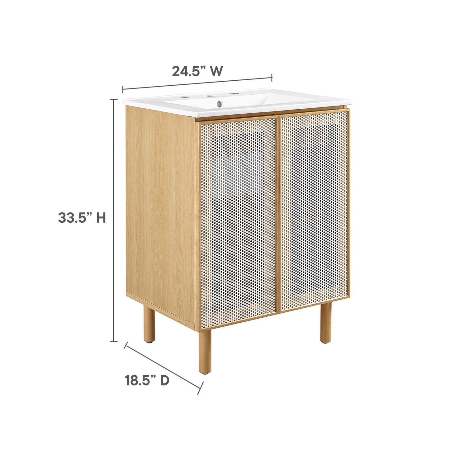Calla 24" Perforated Metal Bathroom Vanity by Modway