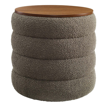 Mezzo Round Boucle Fabric Storage Ottoman by Modway