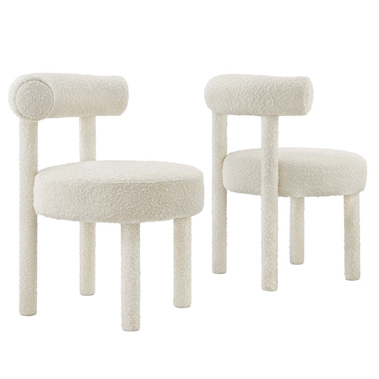 Toulouse Boucle Fabric Dining Chair Set of 2 by Modway