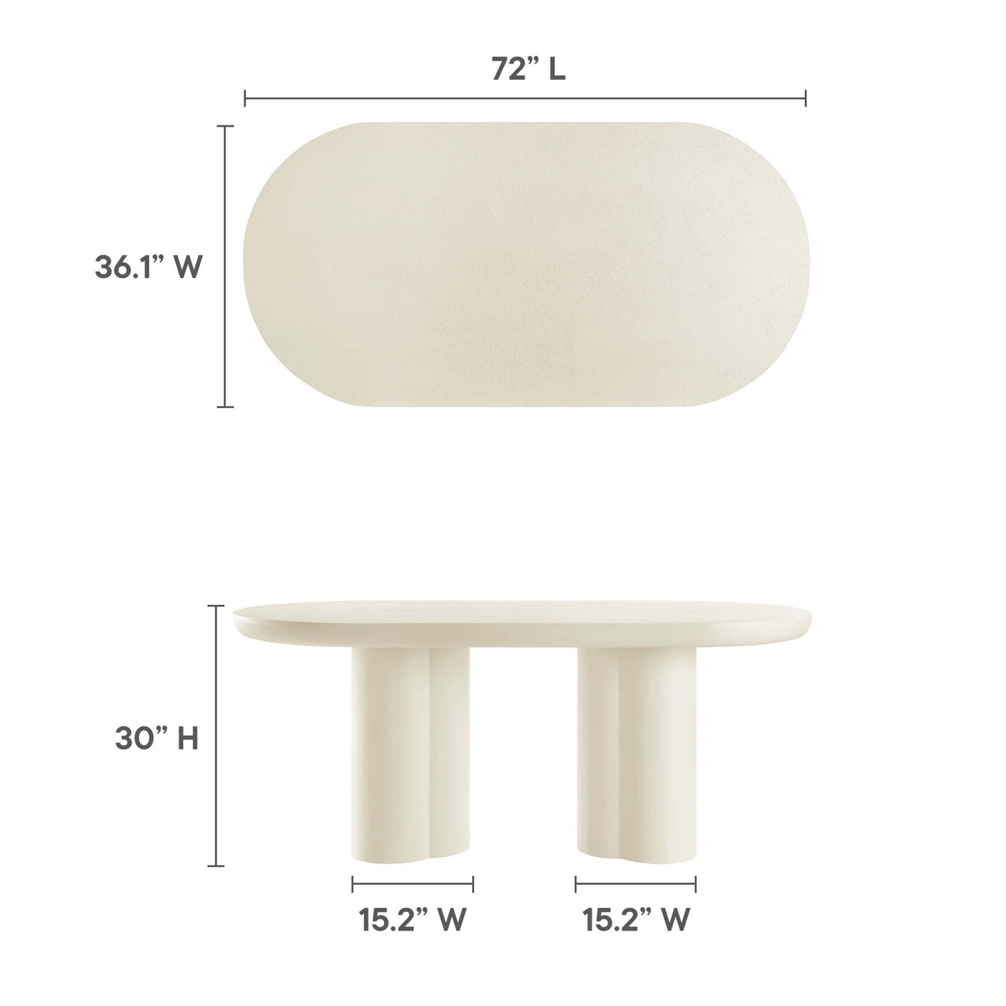 Caspian 72" Oval Concrete Dining Table by Modway