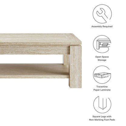 Hollis Travertine Coffee Table by Modway
