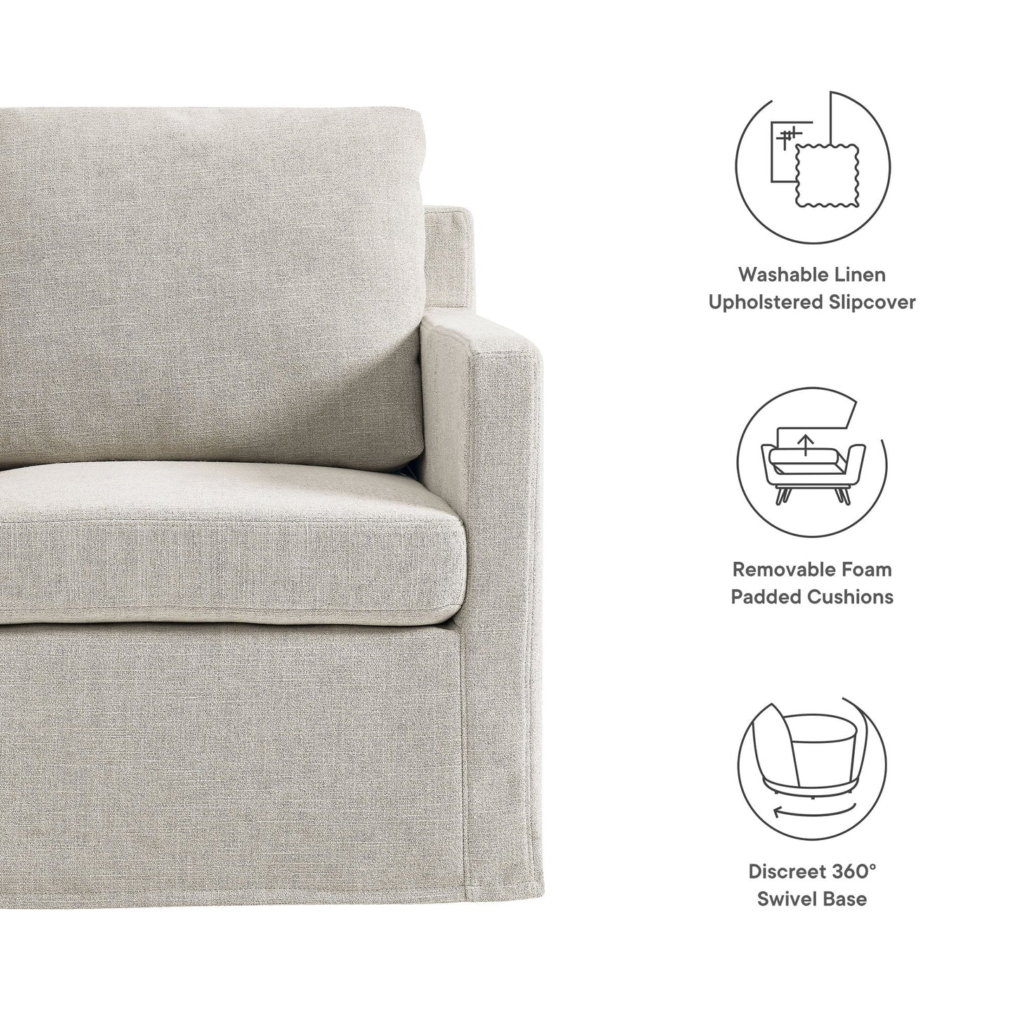 Serene Fabric Slipcovered Swivel Armchair by Modway