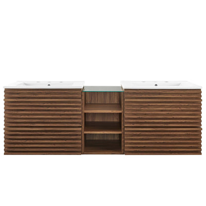 Render 62" Wall-Mount Double Sink Bathroom Vanity by Modway