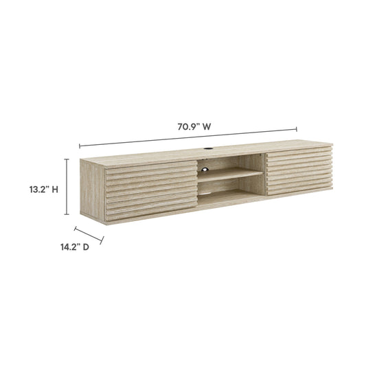 Render 70" Faux Travertine Wall-Mount Media Console TV Stand