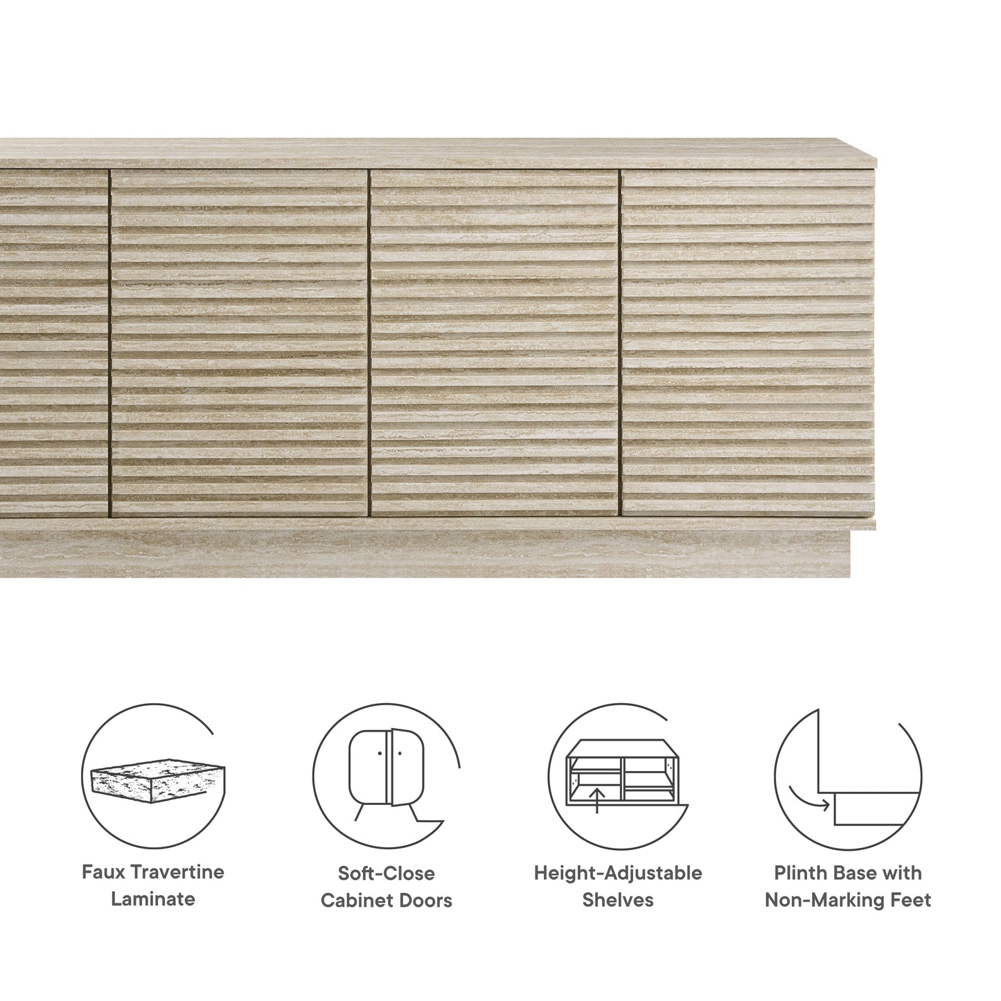 Render 70" Faux Travertine Sideboard Cabinet TV Stand by Modway