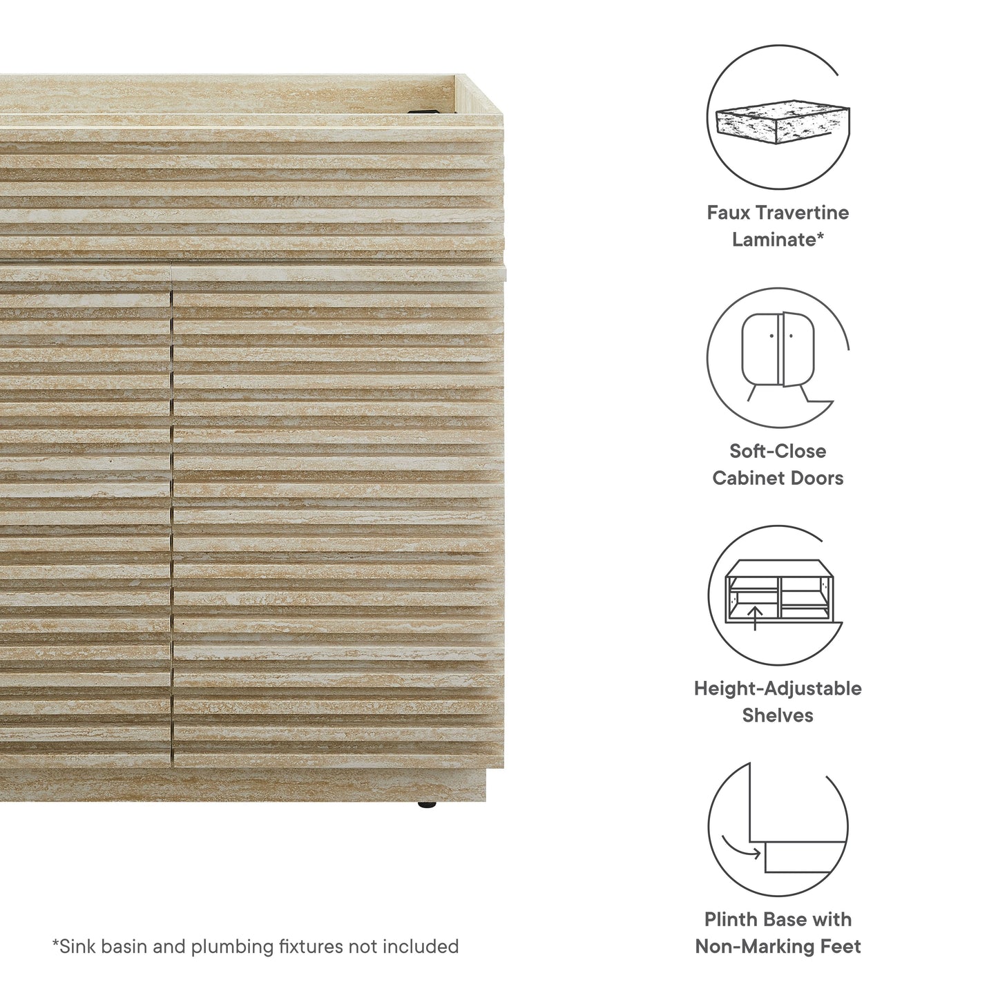 Render 30" Faux Travertine Bathroom Vanity Cabinet