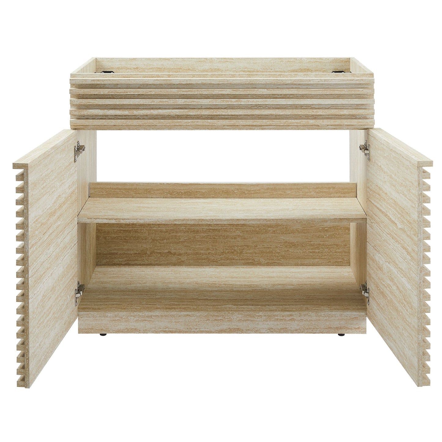Render 36" Faux Travertine Bathroom Vanity Cabinet