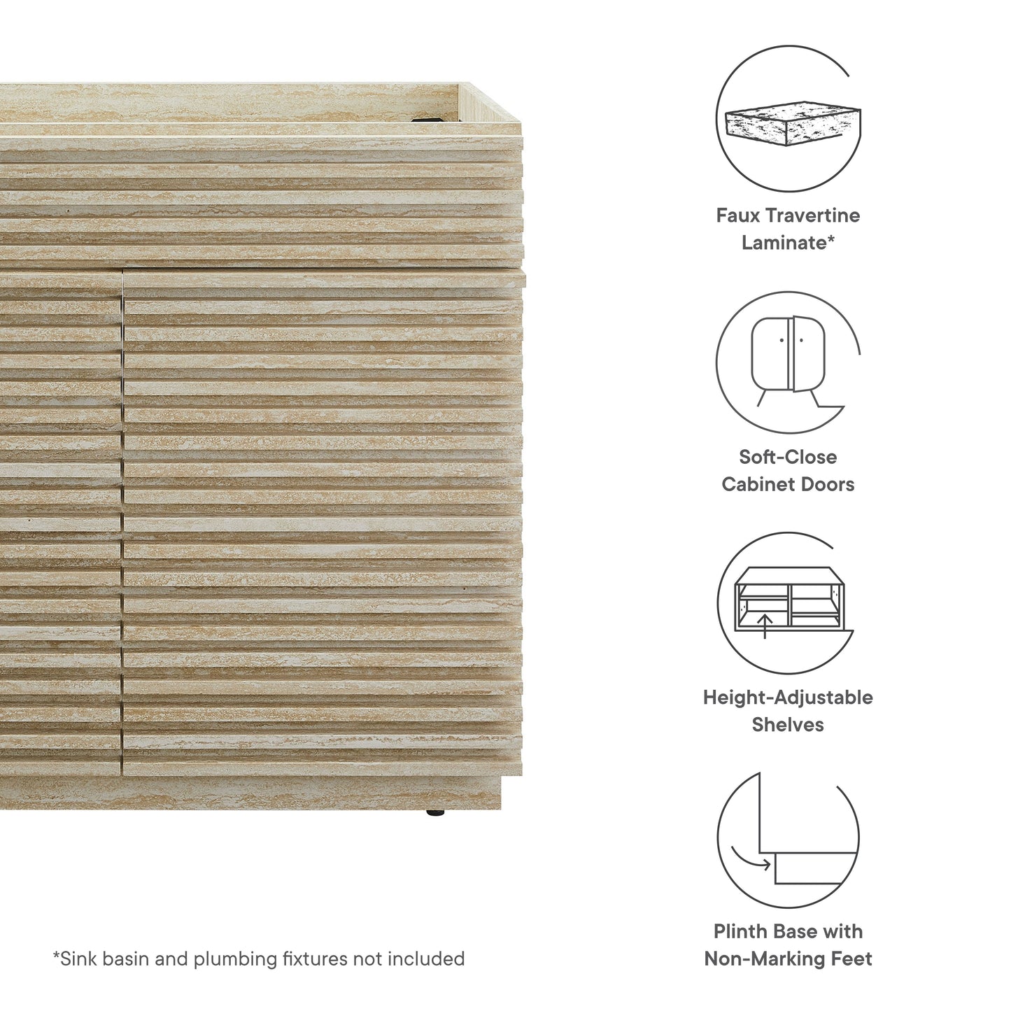 Render 36" Faux Travertine Bathroom Vanity Cabinet
