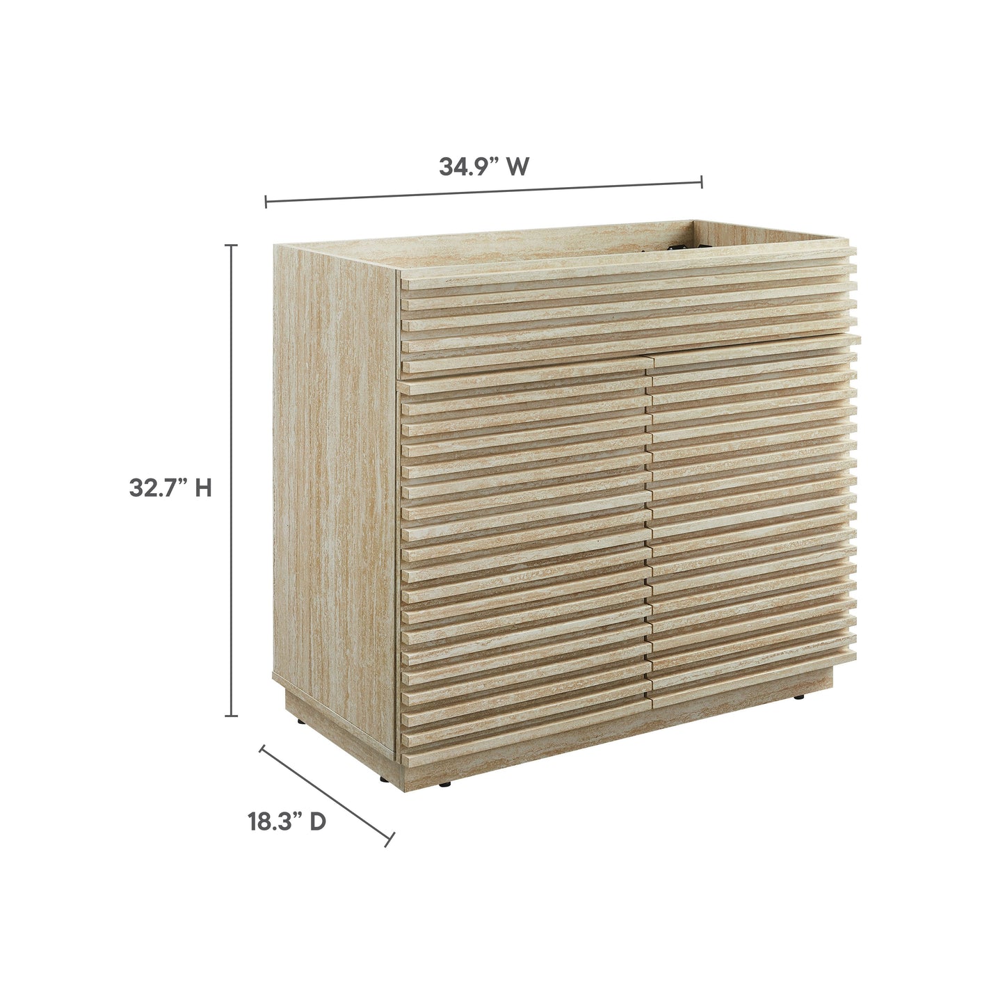 Render 36" Faux Travertine Bathroom Vanity Cabinet