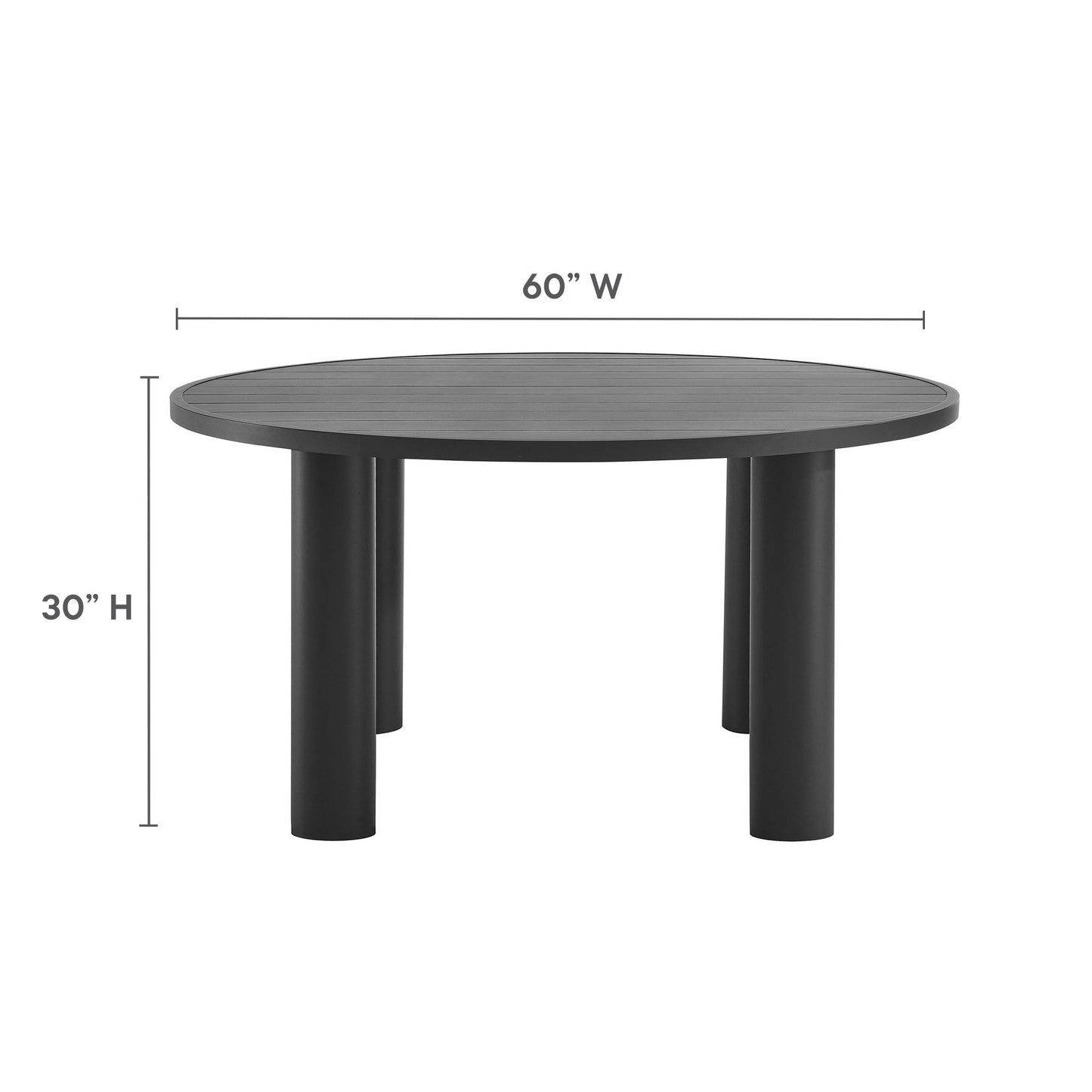 Nautica Outdoor Patio 60" Round Aluminum Dining Table by Modway
