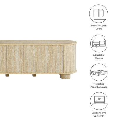 Overture 63” Oval Faux Travertine TV Stand by Modway