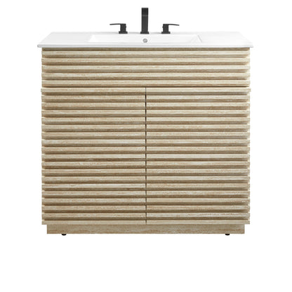 Render 36" Faux Travertine Bathroom Vanity With Sink by Modway