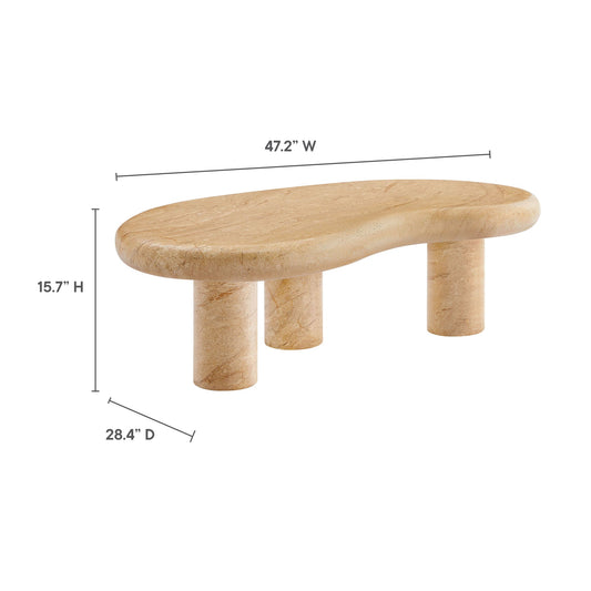 Elowen Indoor Outdoor Patio Textured Faux Travertine Coffee Table