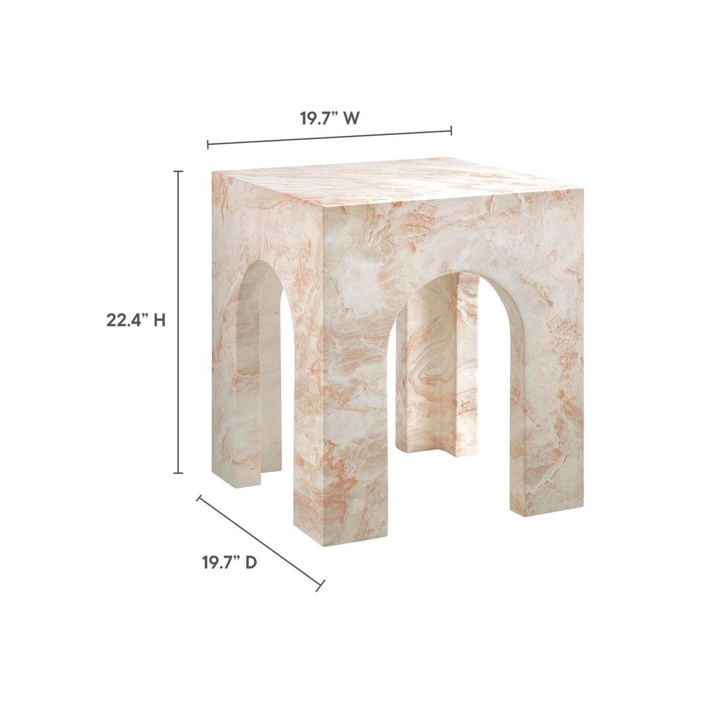 Valen Square Indoor-Outdoor Patio Arched Concrete Side Table by Modway