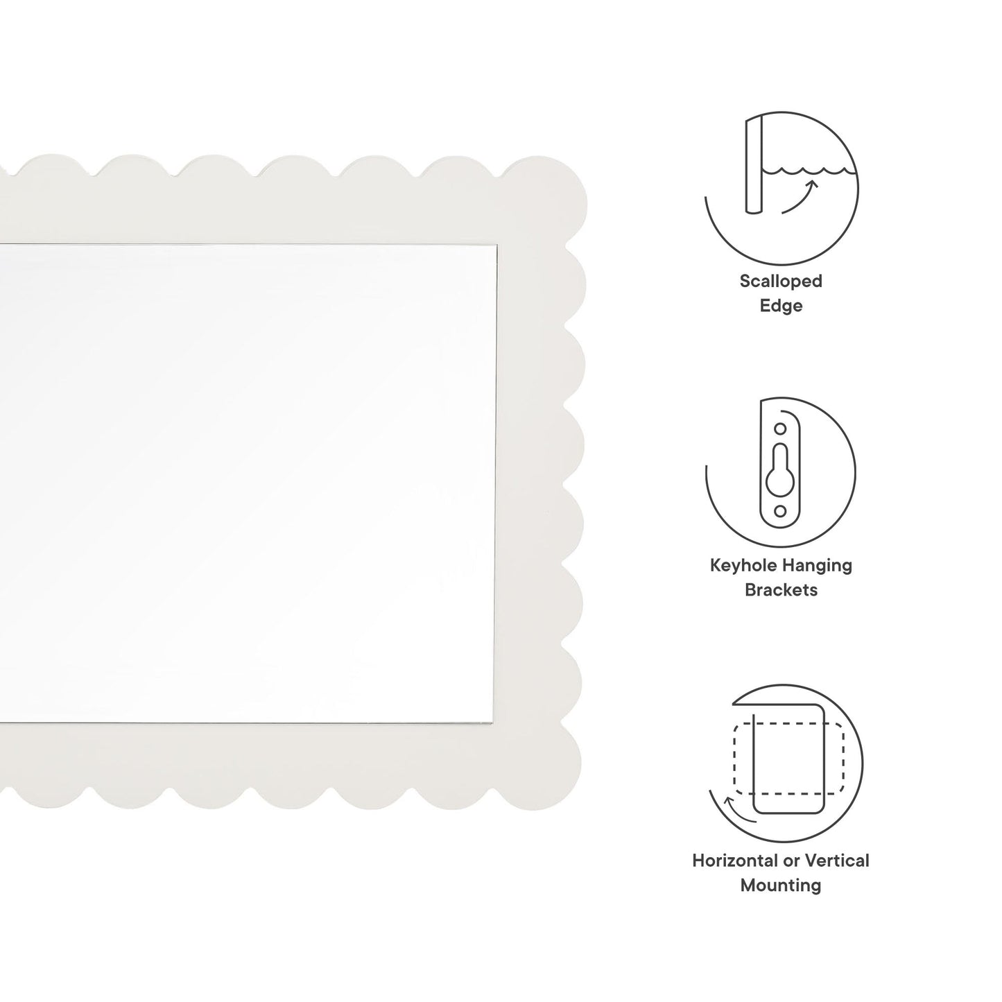 Emmeline Scalloped Rectangle Wall Mirror by Modway