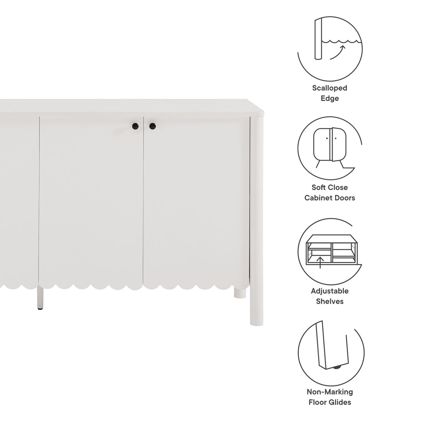 Emmeline 66" 4-Door Scalloped Sideboard Cabinet by Modway