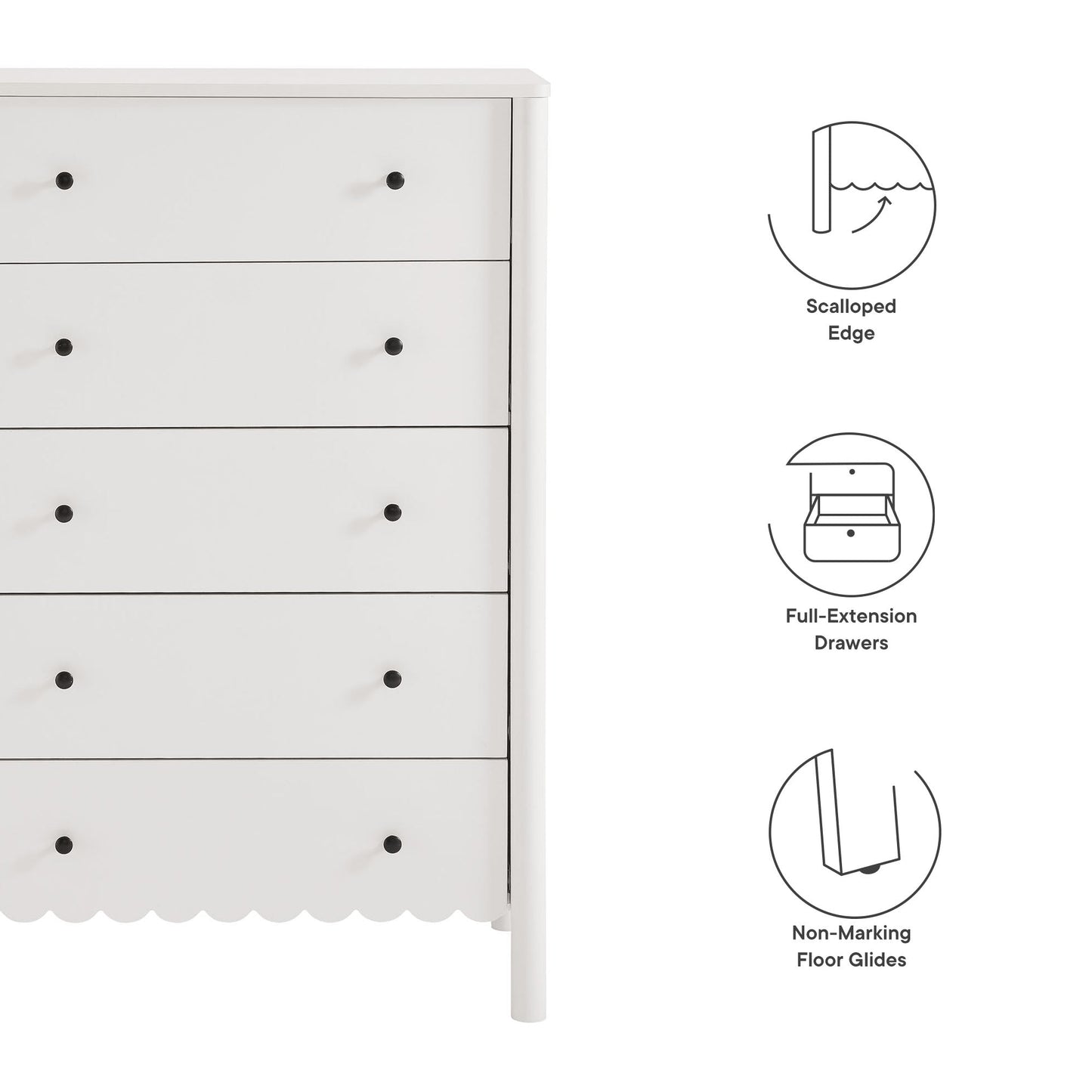 Emmeline Scalloped 5-Drawer Chest by Modway