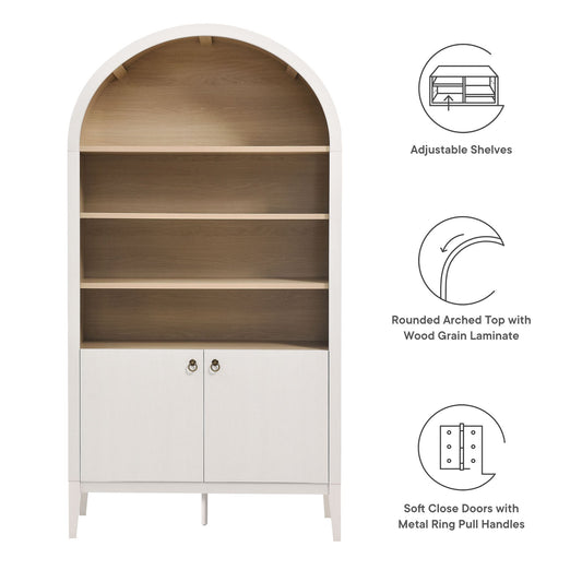 Nolan 74" Tall Wide Arched Storage Display Cabinet Bookshelf by Modway