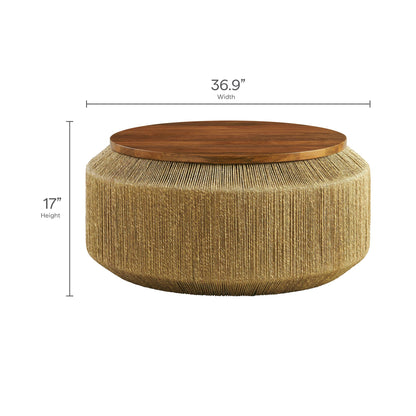 Maris Seagrass and Wood Coffee Table by Modway