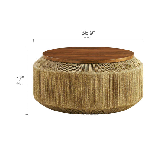 Maris Seagrass and Wood Coffee Table by Modway