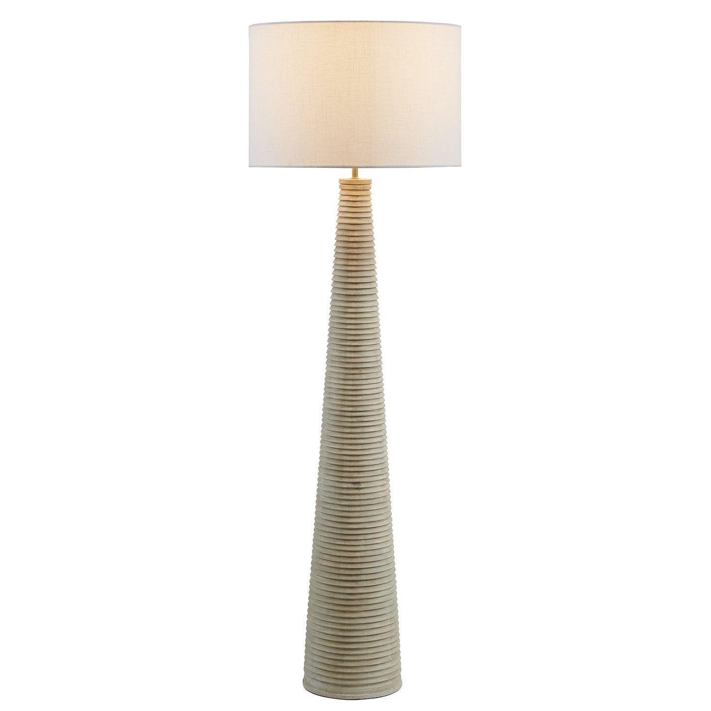 Saylor Carved Ribbed Wood Floor Lamp with Drum Shade by Modway