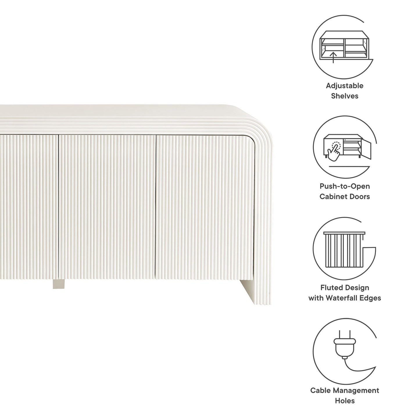 Waterflute 70" Fluted Sideboard Cabinet by Modway