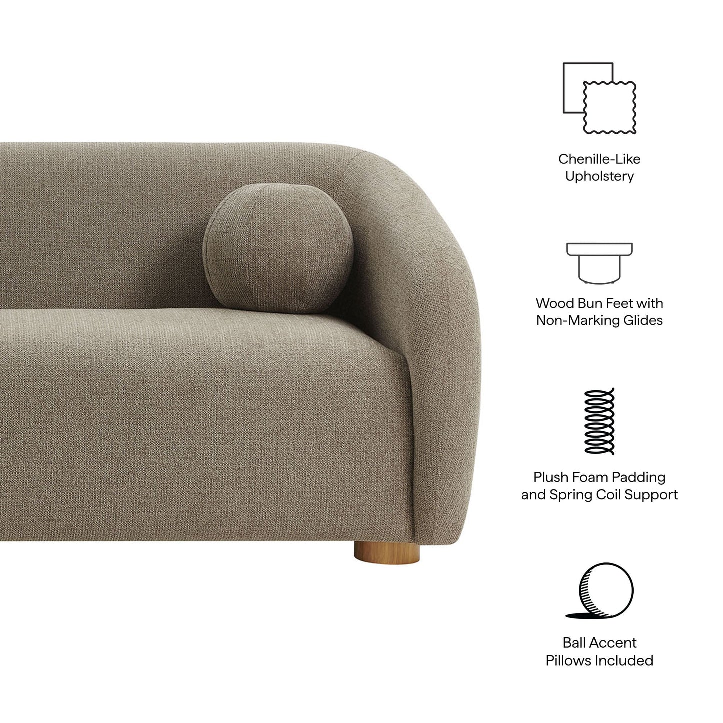 Holland 85" Chenille Fabric Sofa by Modway