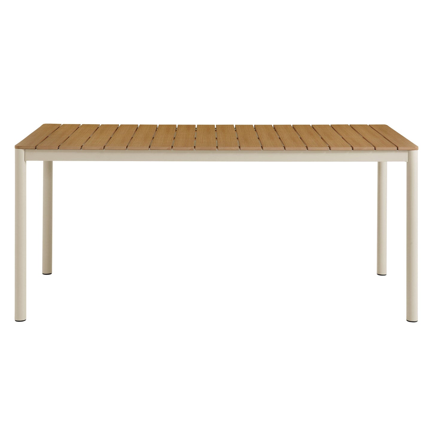 Finn 71" Outdoor Patio Aluminum Dining Table with Faux Wood Top