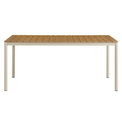 Finn 71" Outdoor Patio Aluminum Dining Table with Faux Wood Top