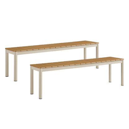 Finn Outdoor Patio Aluminum Bench Set of 2 by Modway