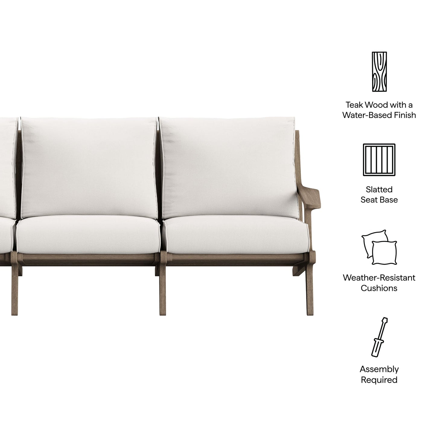 Saratoga Outdoor Patio Teak Sofa by Modway