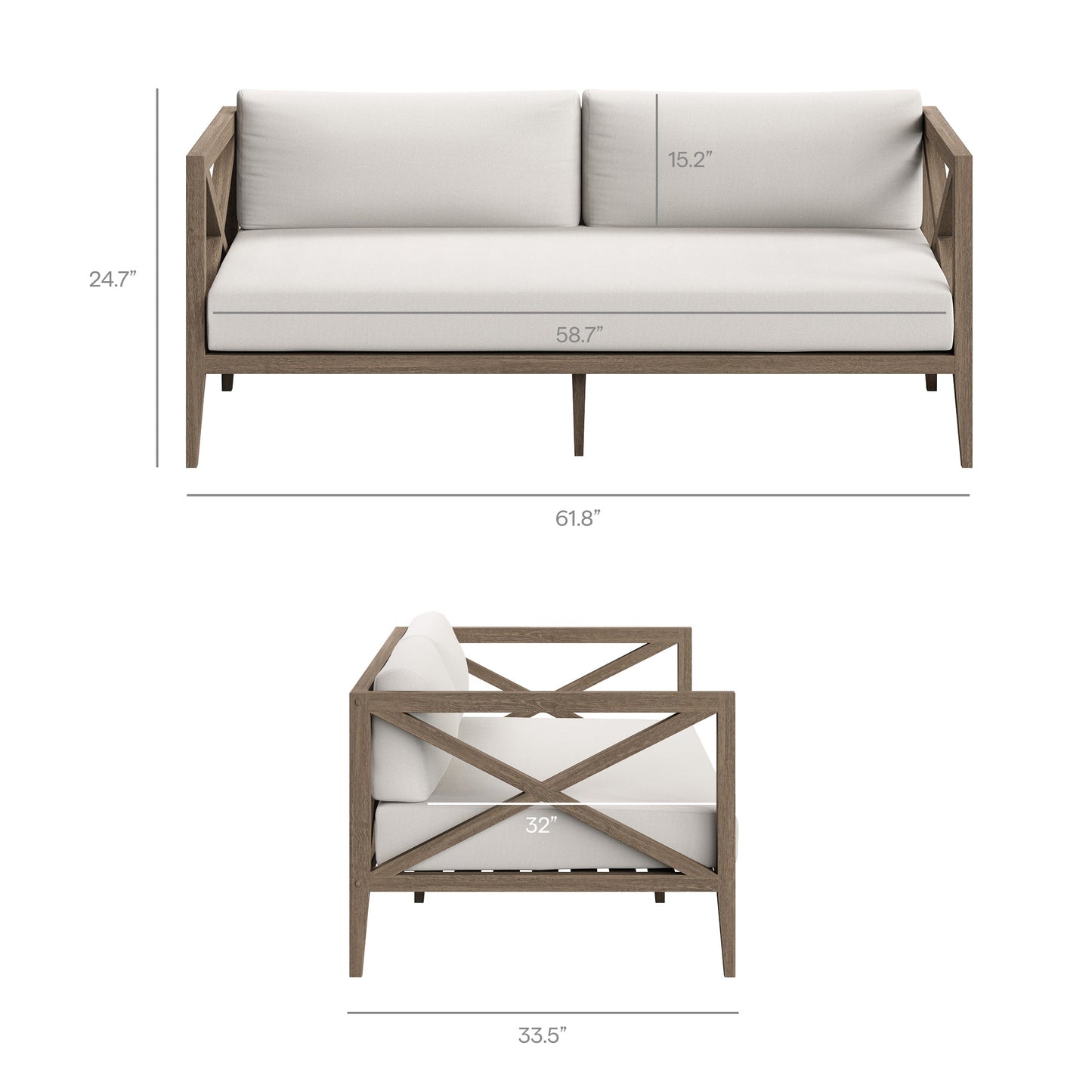 Northlake Outdoor Patio Teak Loveseat by Modway