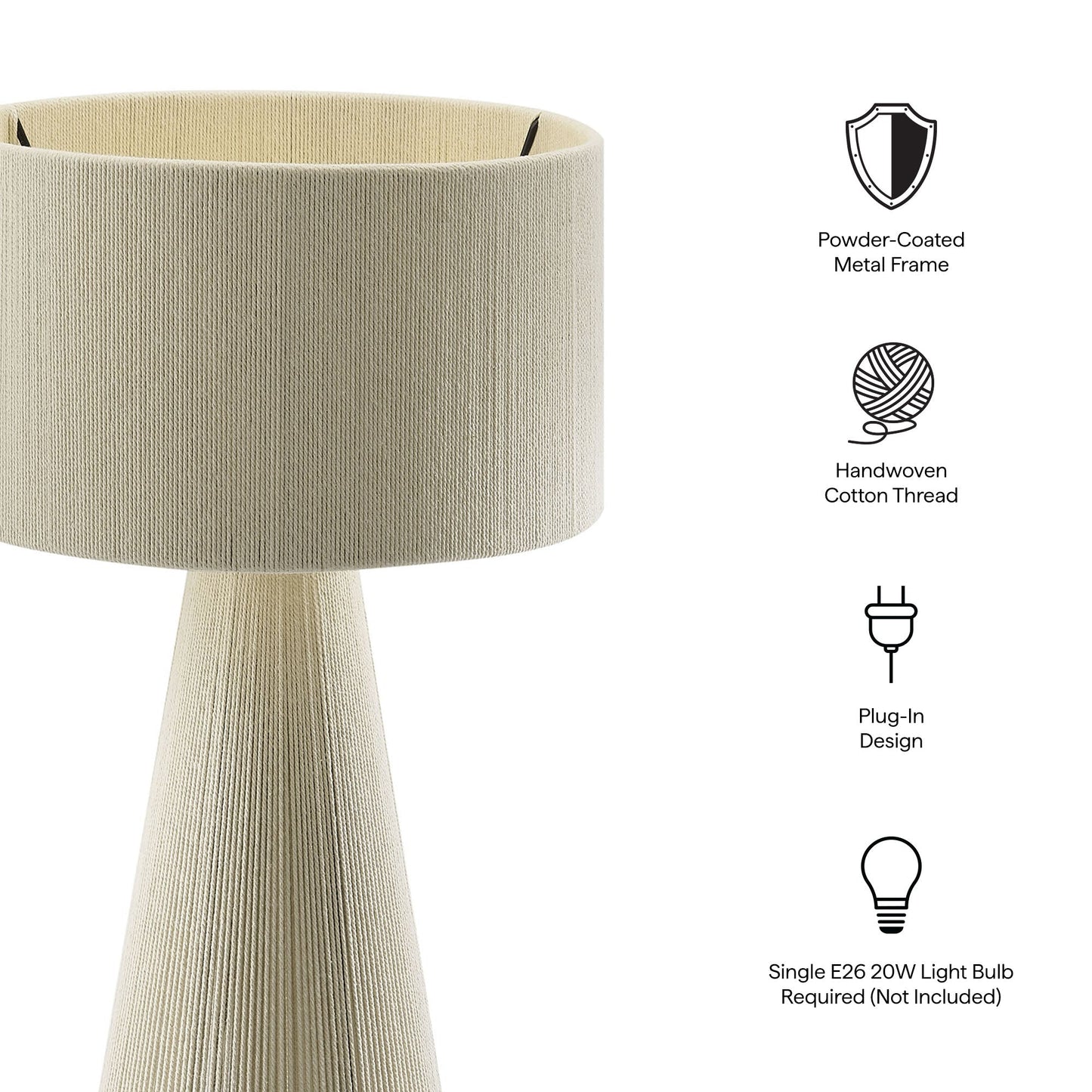 Gia Handwoven Cotton Thread Table Lamp by Modway