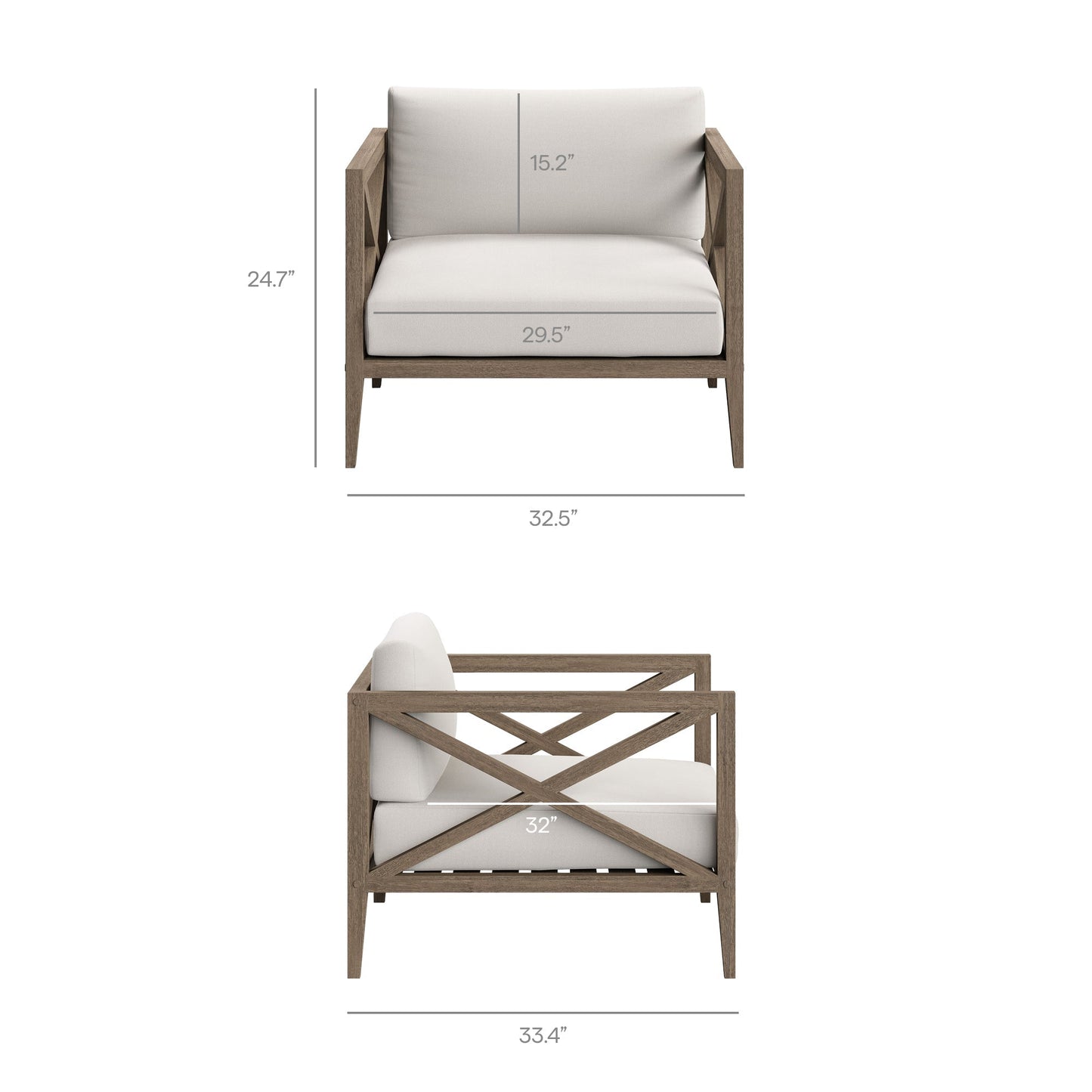 Northlake 3-Piece Outdoor Patio Teak Wood Furniture Set
