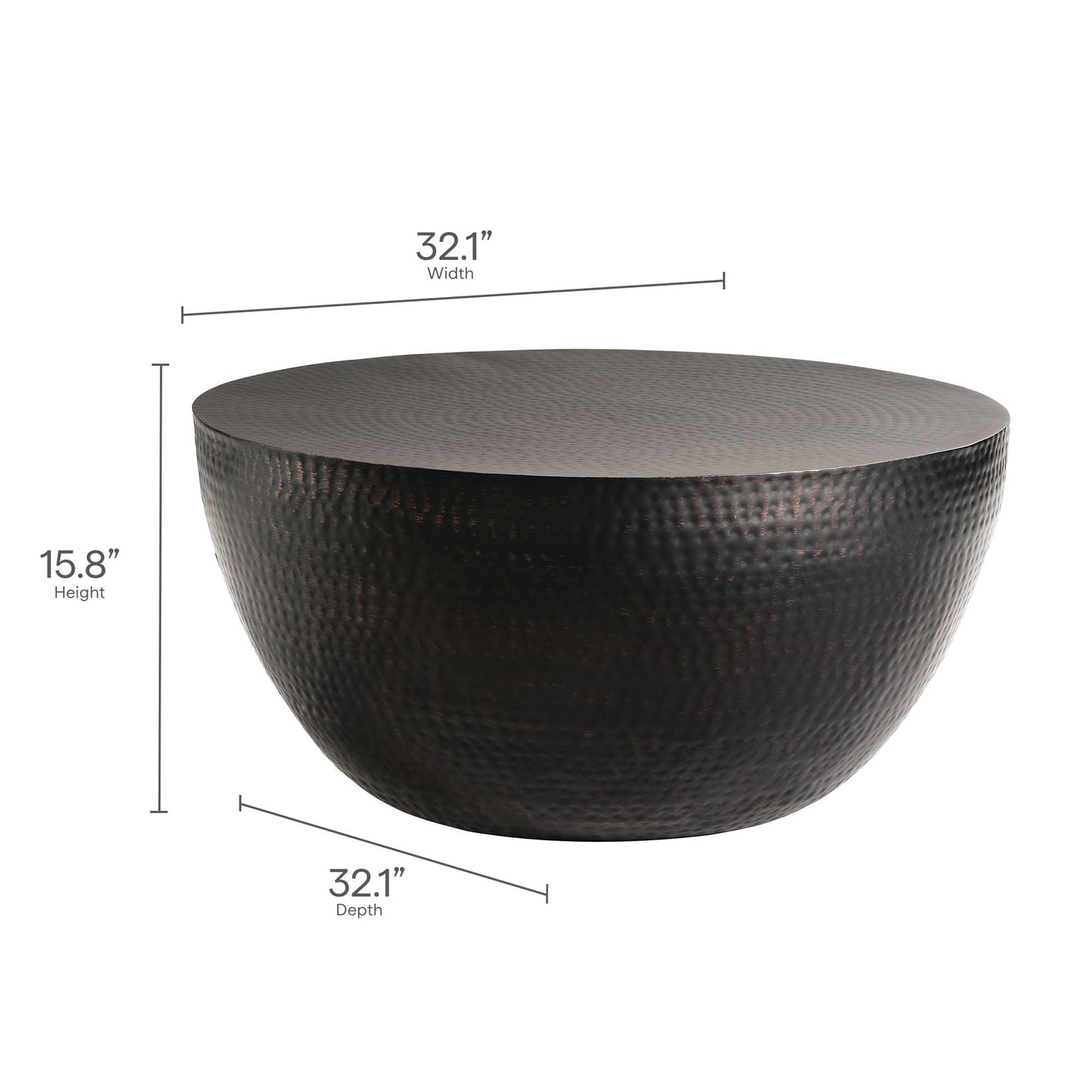 Mella 32 Inch Metal Hammered Coffee Table by Modway