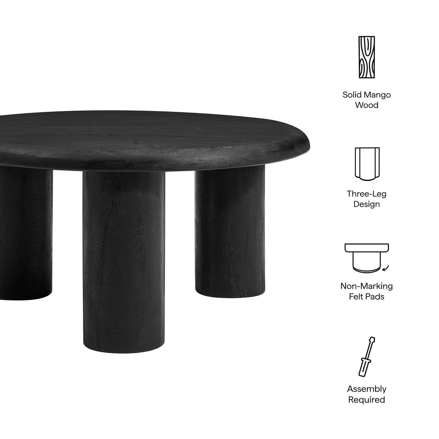 Mavina Round Mango Wood Coffee Table by Modway