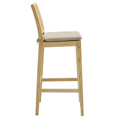 Ovard Wood and Rattan Bar Stool by Modway